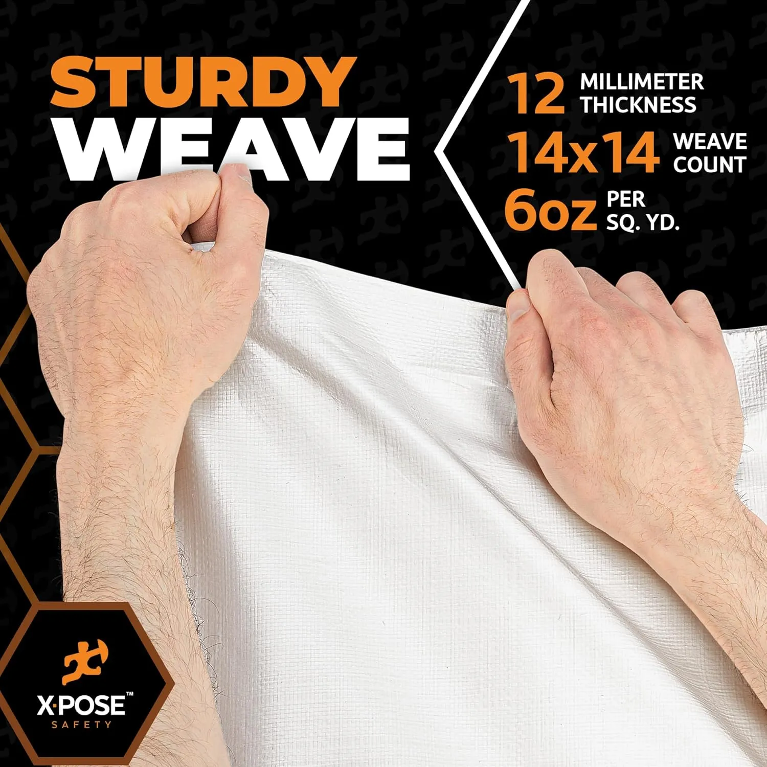 Heavy Duty White Poly Tarp 10' X 15' - Multipurpose Protective Cover - Durable, Waterproof, Weather Proof, Rip and Tear Resistant - Extra Thick 12 Mil Polyethylene - by Xpose Safety