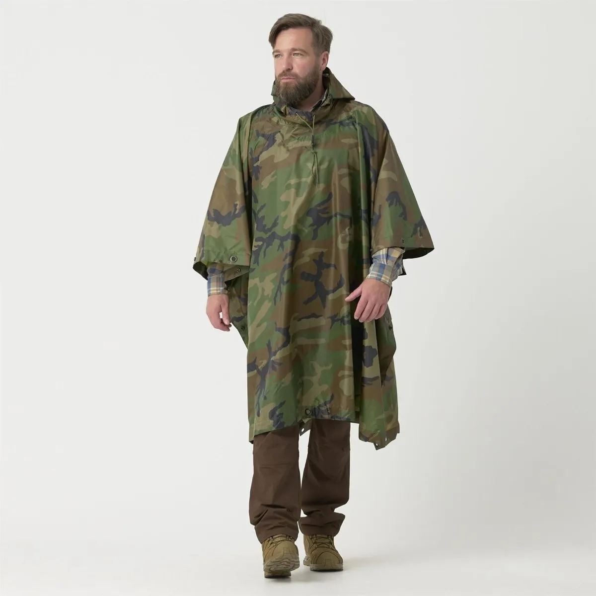 Helikon-Tex U.S. Army Model Poncho Waterproof Tactical Rain Gear Woodland Camo