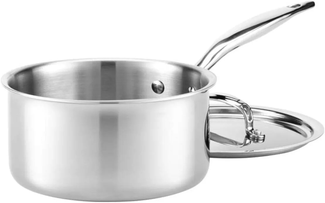 Heritage Steel 3 Quart Saucepan with Lid | Made in USA | Titanium Series | 316Ti Stainless Steel Pan with Stay Cool Handle | Fully Clad with 5-Ply Construction | Induction Ready & Non Toxic