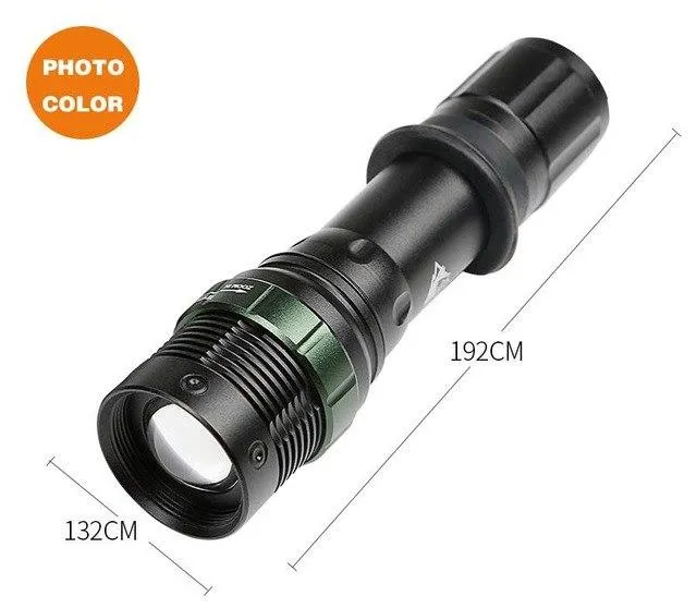Hewolf Outdoor Flashlight Long Shot Handheld Flashlight Camping Torch Zoomable Flashlight Charger Work Light 18650 Battery