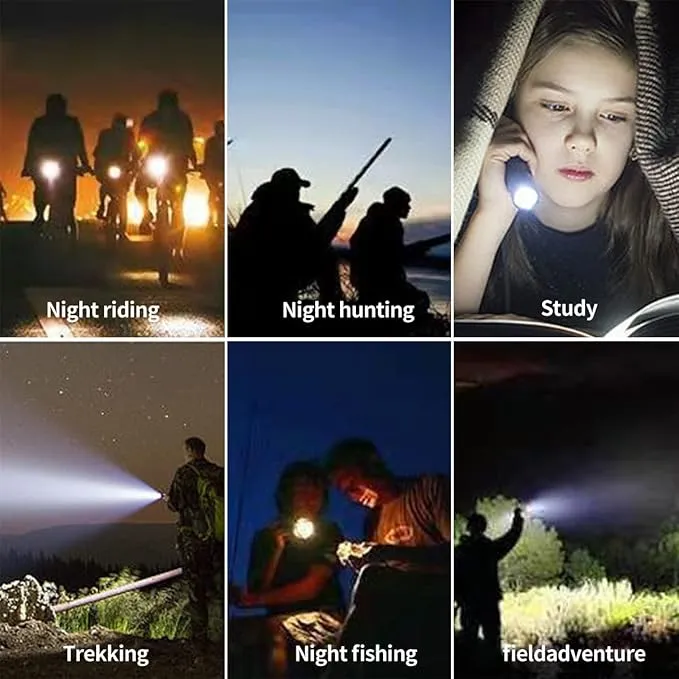 High Lumens Rechargeable Tactical Flashlights，Super Bright 100000 Lumen Flashlight， COB Work Light，3 Modes Zoomable Emergency Camping Led Flashlights.