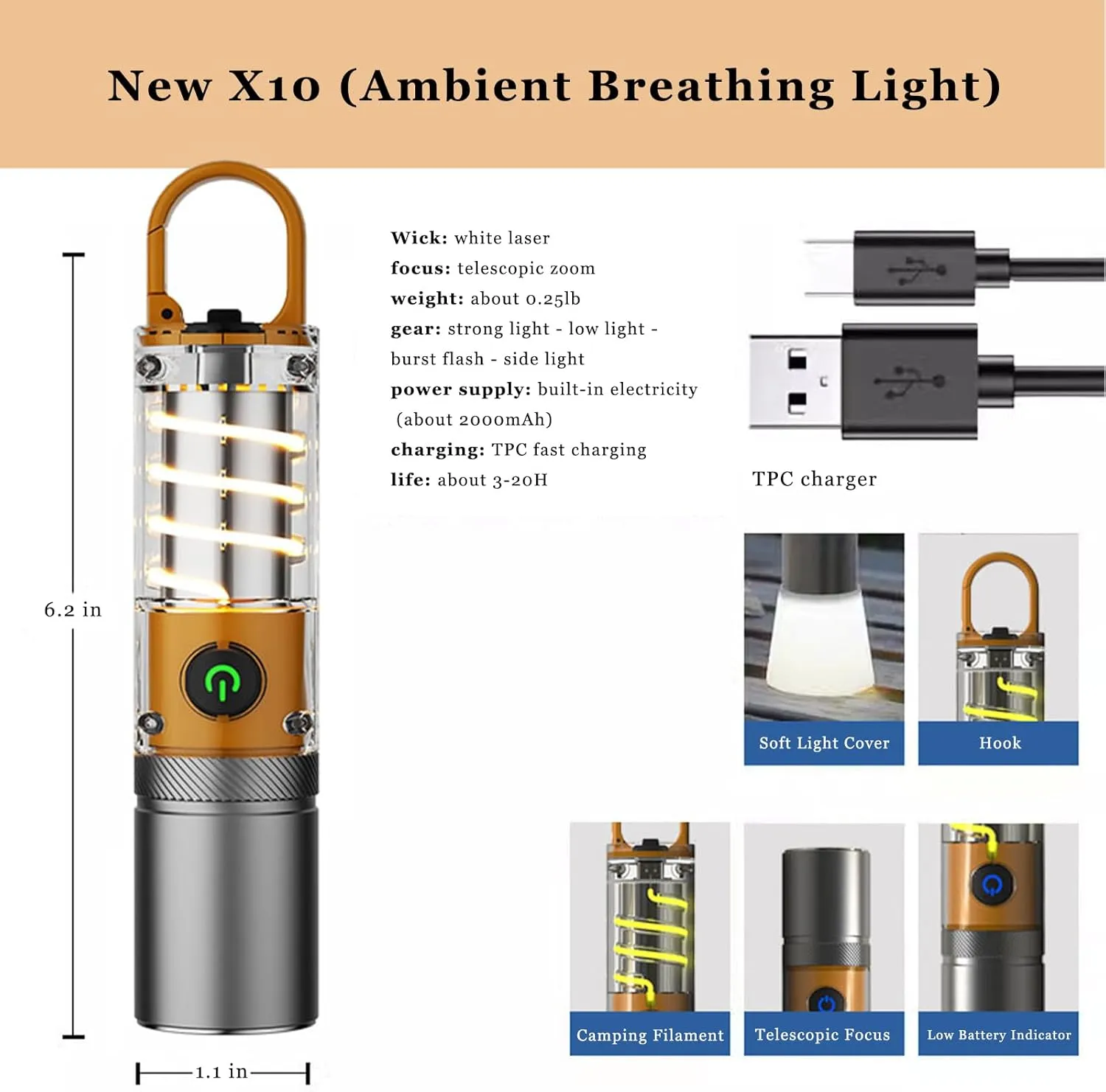 High Power Flashlights, 100000 High Lumen Rechargeable LED Flashlights, 6 Modes, Waterproof and Powerful Flashlights, Suitable for Family Camping and Hiking