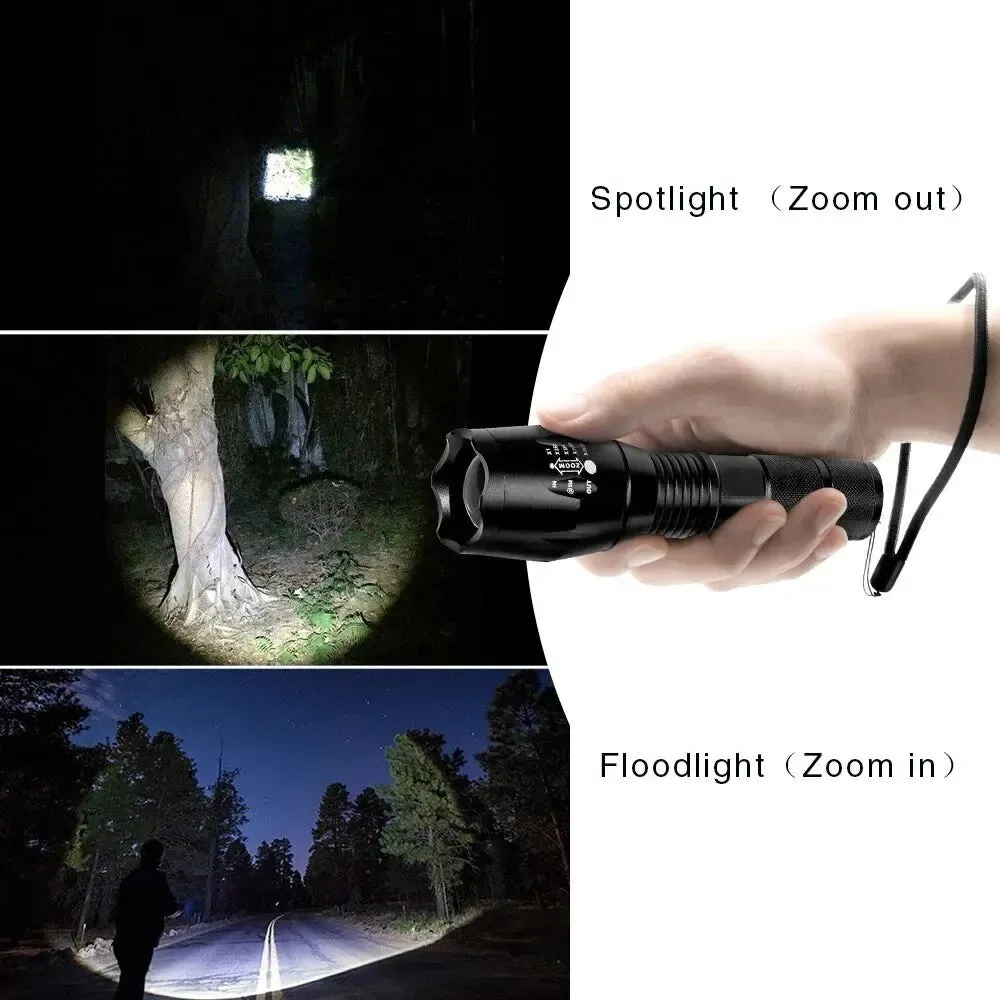 High Power LED Flashlights Camping Torch - 5 Lighting Modes, Aluminum Alloy, Zoomable, Waterproof