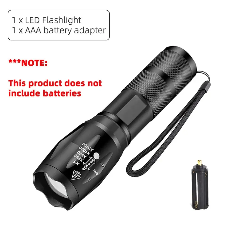 High Power LED Flashlights Camping Torch - 5 Lighting Modes, Aluminum Alloy, Zoomable, Waterproof