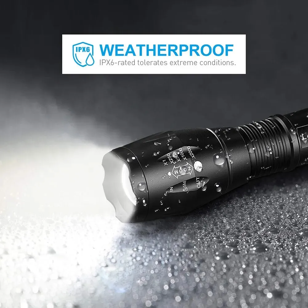 High Power LED Flashlights Camping Torch - 5 Lighting Modes, Aluminum Alloy, Zoomable, Waterproof