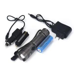 High Quality 3000LM CREE XM-L T6 LED Flashlight Torch w/ 18650 Battery & Charger & Box
