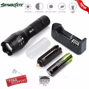 High Quality   X800 Tactical Flashlight LED Zoom Military Torch G700 Battery Charger SKYWOLFEYE