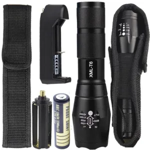 High Quality  X800 Tactical T6 Zoomable LED Flashlight Battery Charger Torch Lamp Battery