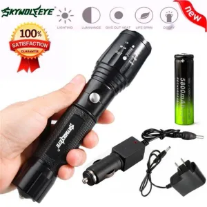 High Quality   X800 Zoomable XML T6 LED Tactical Police Flashlight 18650 Battery Charger Case