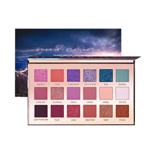 Highly Pigmented Eyeshadow Palette , 18 Colors Matte Shimmer Glitter Metallic Eyeshadow Palette Waterproof Blendable Long Lasting Natural Colors Make Up Eye Shadows Cosmetics Gift Kit-Great for Travel (NEBULA)