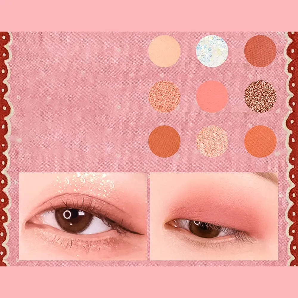Highly Pigmented Eyeshadow Palette , 9 Colors Matte Shimmer Glitter Metallic Eyeshadow Palette Water proof Blendable Long Lasting Natural Colors Make Up Eyeshadow Cosmetics Gift Kit-Great for Travel (#04)