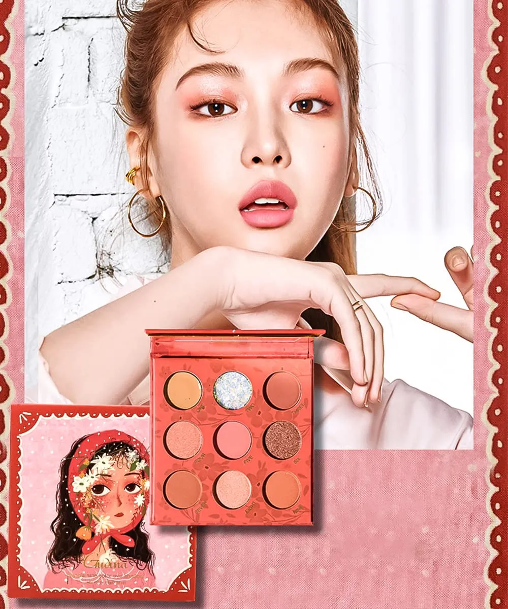 Highly Pigmented Eyeshadow Palette , 9 Colors Matte Shimmer Glitter Metallic Eyeshadow Palette Water proof Blendable Long Lasting Natural Colors Make Up Eyeshadow Cosmetics Gift Kit-Great for Travel (#04)