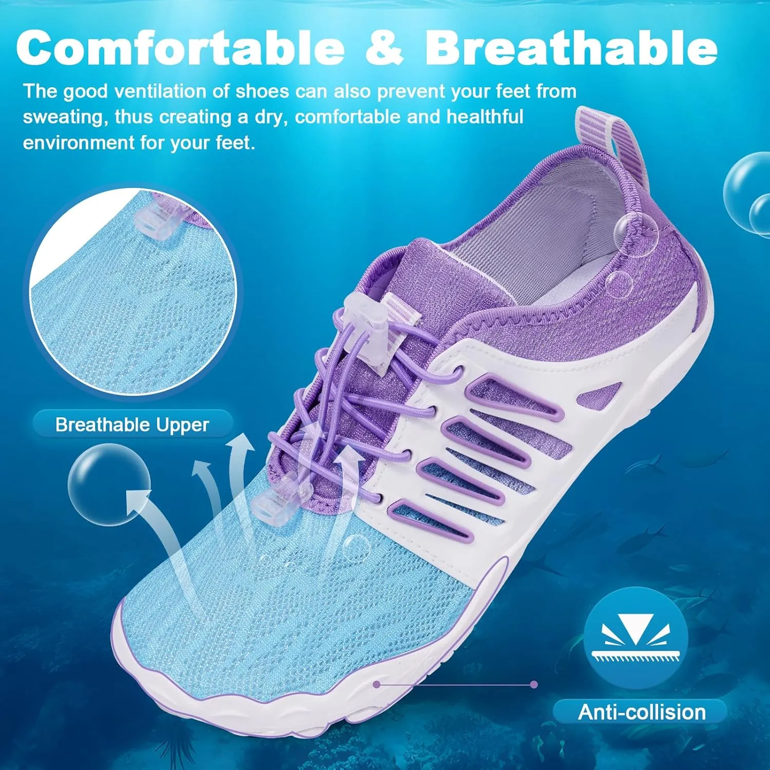 Hike Barefoot Water Shoes for Women Men, Quick-Dry Aqua Footwear Breathable Non-Slip Wide Toe Shoe for Beach Swim River Pool Lake Hiking Kayaking Surfing