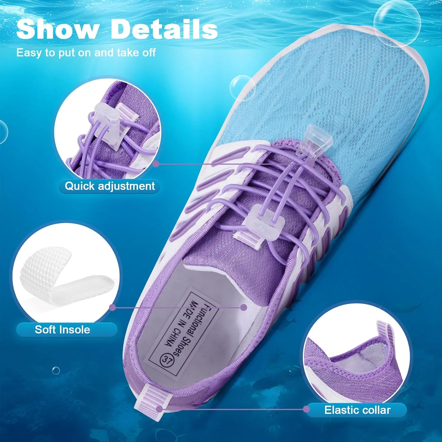 Hike Barefoot Water Shoes for Women Men, Quick-Dry Aqua Footwear Breathable Non-Slip Wide Toe Shoe for Beach Swim River Pool Lake Hiking Kayaking Surfing