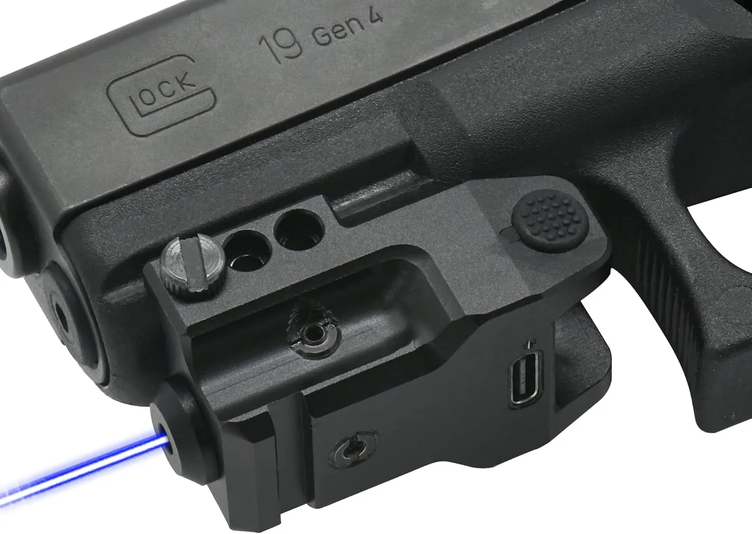 HiLight SS10B Blue Laser Sight Blue Beam for Pistols Handguns Low Profile Military Aircraft Grade Anodized Aluminum Body Powered by Micro USB Rechargeable Battery Class IIIA <5mW