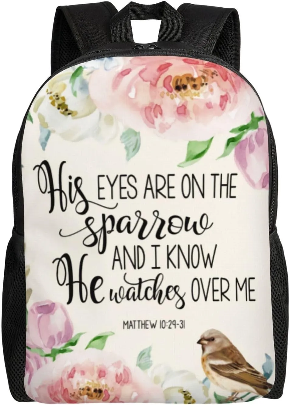 His Eyes Are On The Sparrow Backpack – Water-Resistant Laptop Bag, 15" Compartment, Lightweight Unisex Daypack For Work & Travel
