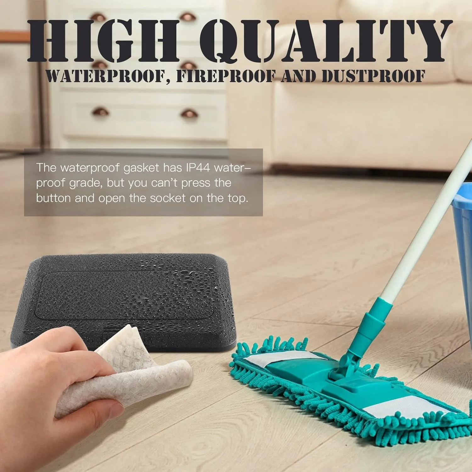 Hoolerry 4 Pack Pop up Floor Electrical Outlet Cover Box Kit with 4.8A USB Charger 20Amp Waterproof Weatherproof Floor Tamper Resistant Outlet Receptacle for Countertop Home (Black)