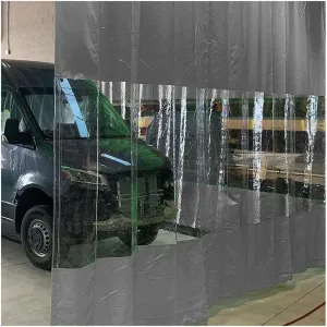 Household Doors - Garage Divider Curtains, Industrial Vinyl Outdoor Curtains with Clear Tarp Panels, Manage Your Garage Space | Divide Work Areas Quickly, Customized ( Color : Gray side , Size : 13x9.