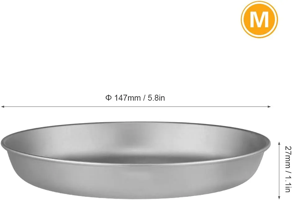 HXBER Lightweight Titanium Plate Dinner Fruit Plate Pan Food Container for Outdoor Camping Hiking Backpacking Picnic BBQ