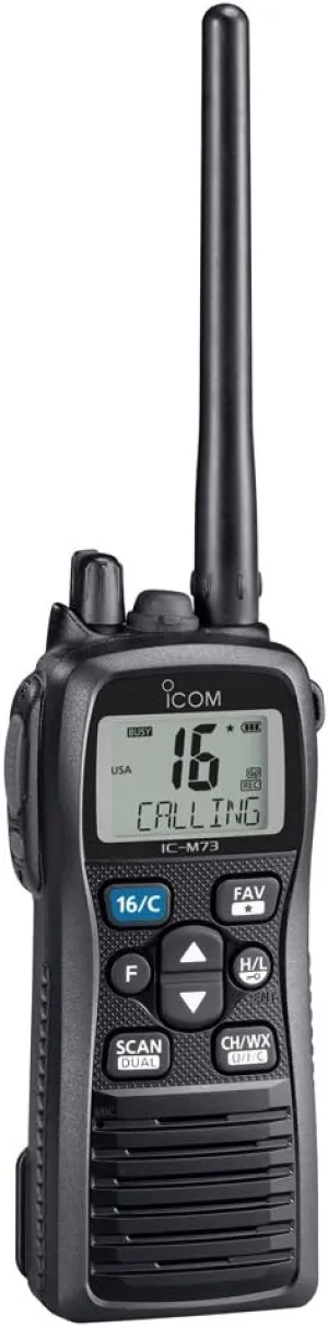 Icom M73-11 Plus 6 Watt Submersible Hand-Held VHF with Voice Recording