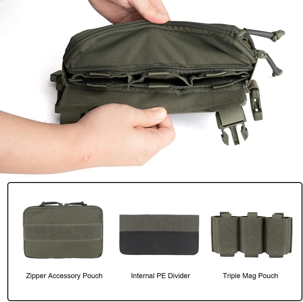 IDOGEAR Tactical Chest Bag with Insert 5.56/7.62 Mag Pouch Recon Kit Kangaroo Chest Bag Utility Laser-cut MOLLE Admin Pouch