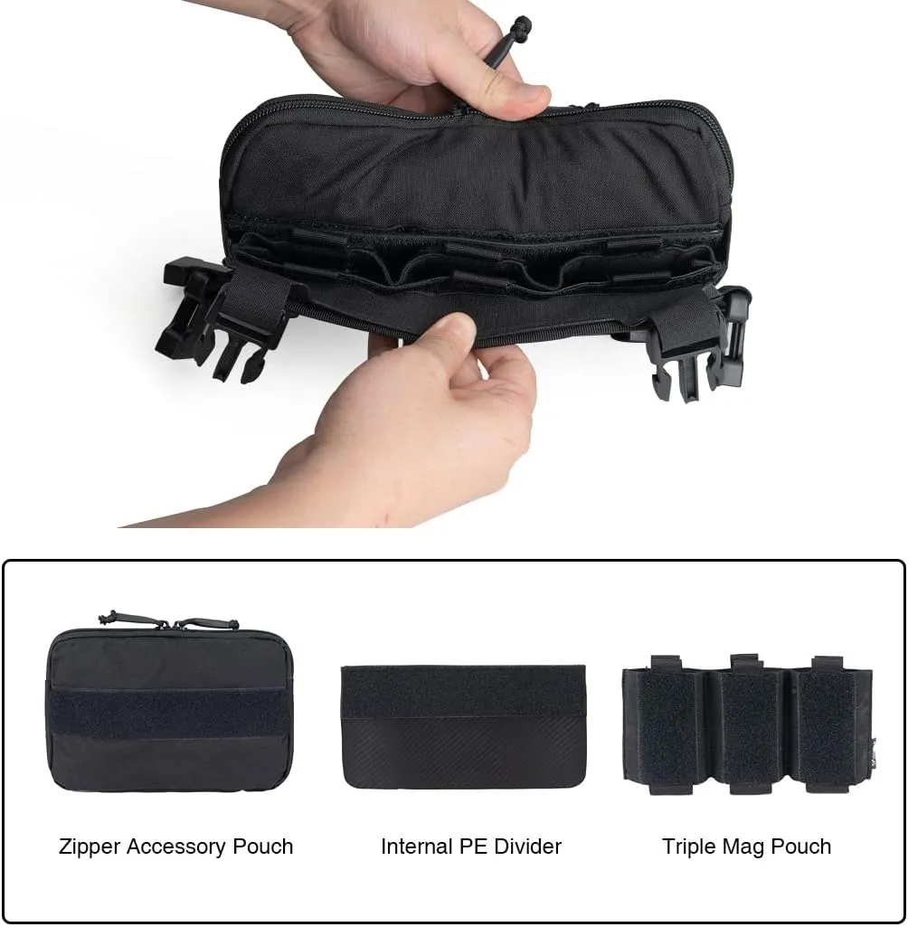 IDOGEAR Tactical Chest Bag with Insert 5.56/7.62 Mag Pouch Recon Kit Kangaroo Chest Bag Utility Laser-cut MOLLE Admin Pouch
