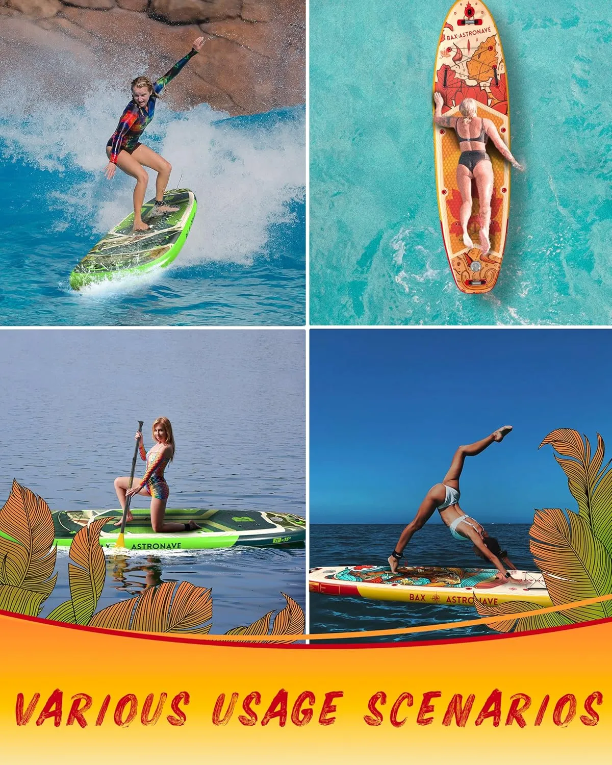 Inflatable Stand Up Paddle Board - 11ft Extra Wide Stable Design Paddleboard with Sup Accessories Backpack, Pump, Ankle Leash, Adults&Youth