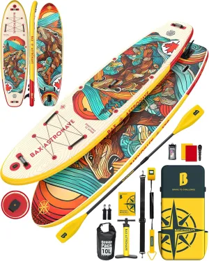 Inflatable Stand Up Paddle Board - 11ft Extra Wide Stable Design Paddleboard with Sup Accessories Backpack, Pump, Ankle Leash, Adults&Youth