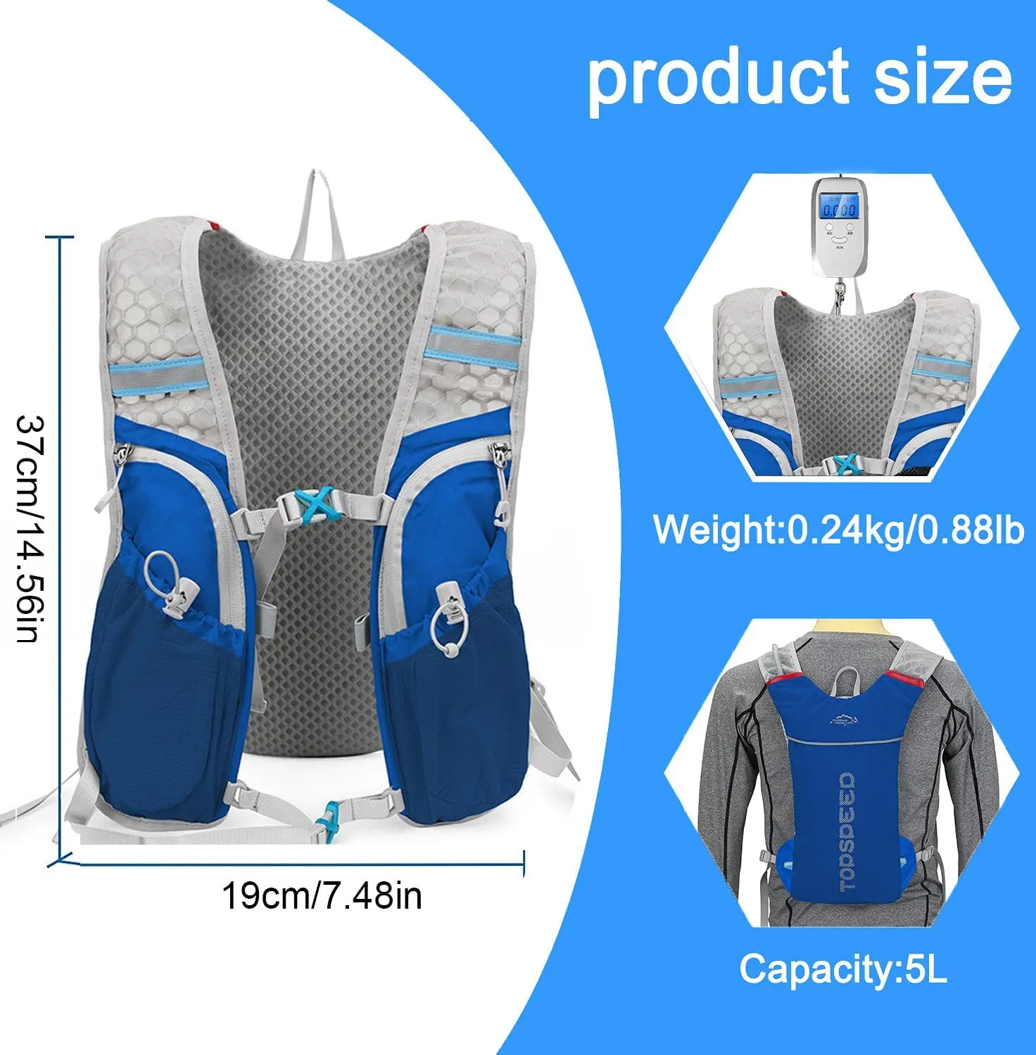 INOXTO Running Hydration Vest Backpack,Lightweight Insulated Pack with 1.5L Water Bladder Bag Daypack for Hiking Trail Running Cycling Race Marathon for Women Men