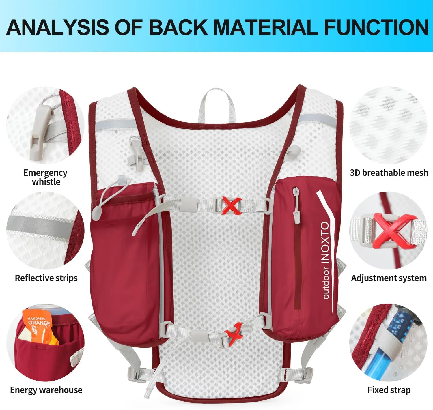 INOXTO Running Hydration Vest Backpack,Lightweight Pack with 1.6L Water Bladder Hydration Backpack Daypack for Hiking Trail Running Cycling Race Marathon for Women Men