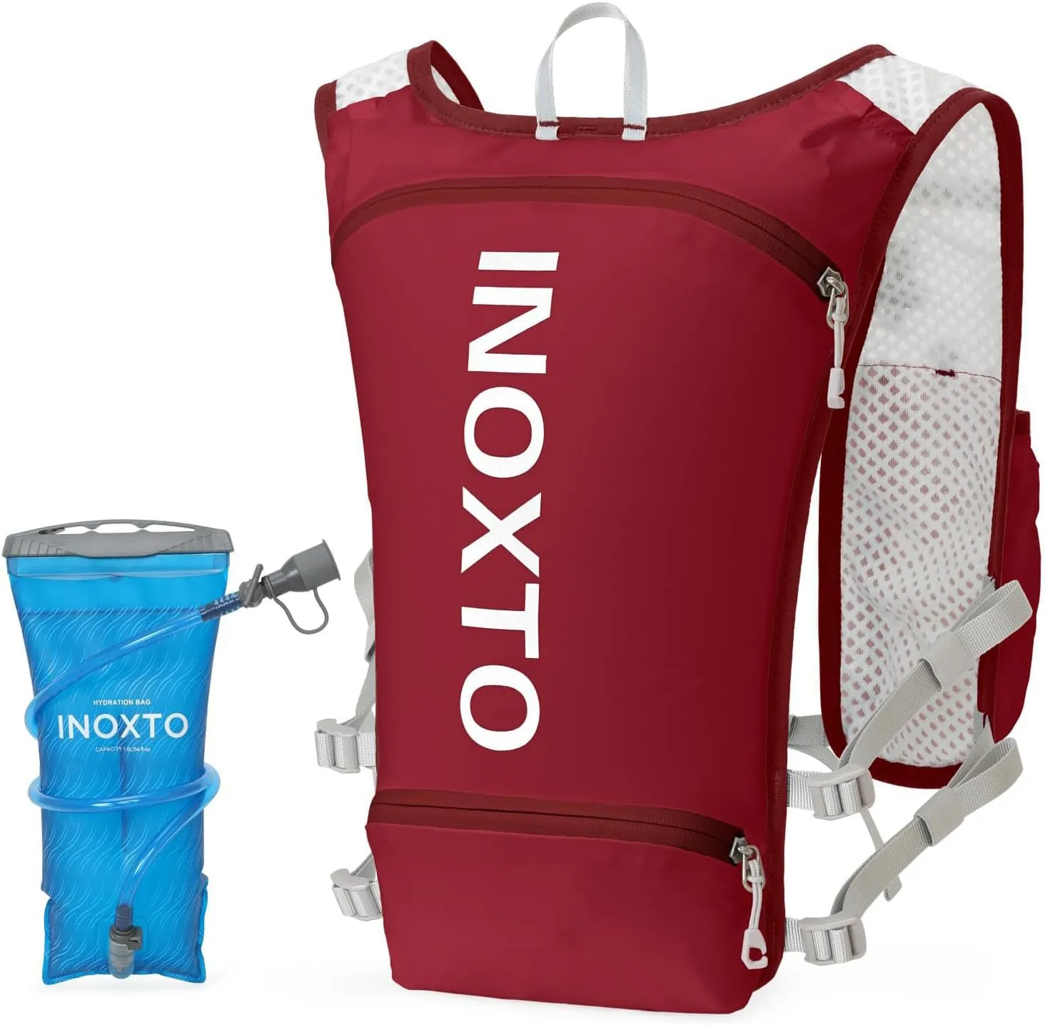 INOXTO Running Hydration Vest Backpack,Lightweight Pack with 1.6L Water Bladder Hydration Backpack Daypack for Hiking Trail Running Cycling Race Marathon for Women Men