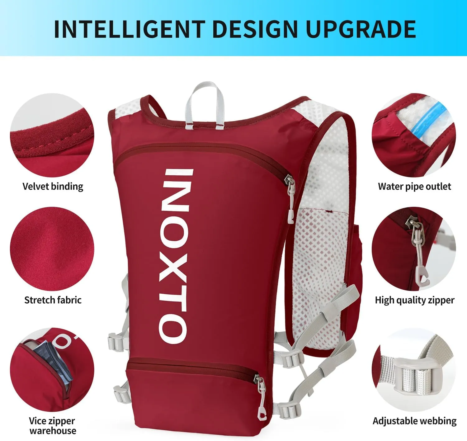 INOXTO Running Hydration Vest Backpack,Lightweight Pack with 1.6L Water Bladder Hydration Backpack Daypack for Hiking Trail Running Cycling Race Marathon for Women Men
