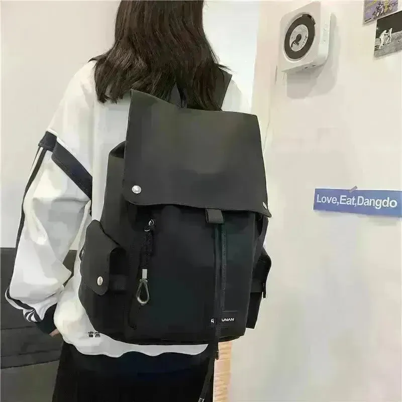 Ins Backpack Waterproof Large-Capacity School Bags Large-Cover Student Schoolbag
