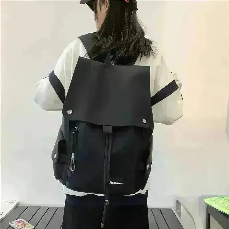 Ins Backpack Waterproof Large-Capacity School Bags Large-Cover Student Schoolbag