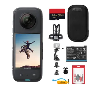 Insta360 X3 - Waterproof 360 Camera   50-in-1 Accessory Kit   64GB Card Bundle