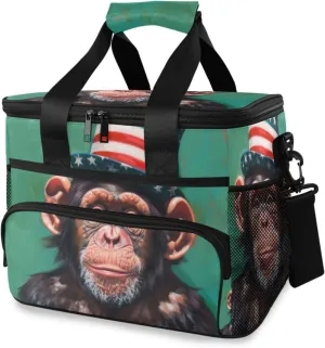 Insulated Cooler Bag 24 Cans Large Capacity Lunch Box-Portrait Gorilla Print Leak Proof with Shoulder Strap for Camping Picnic