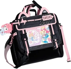 Ita Bag Electronic Cat Cotton Doll Large Capacity Shoulders (Black × powder)