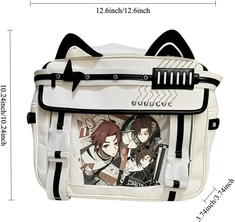 Ita Bag Electronic Cat Cotton Doll Large Capacity Shoulders (Black × purple)
