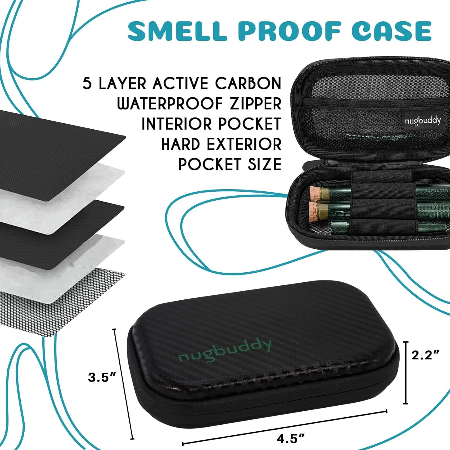 J-Kit - On The go Travel Case Accessory, Carbon Lining - Water Resistant Case - Glass Accessories with included Tubes, Tips, and More (Green)
