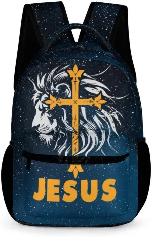 Jesus Catholic Backpack for Kids Girls Boys School, 16 Inches Divine Mercy Theme Bookbag, Adjustable, Lightweight, Large Capacity, Colorful Religious Christian Backpack