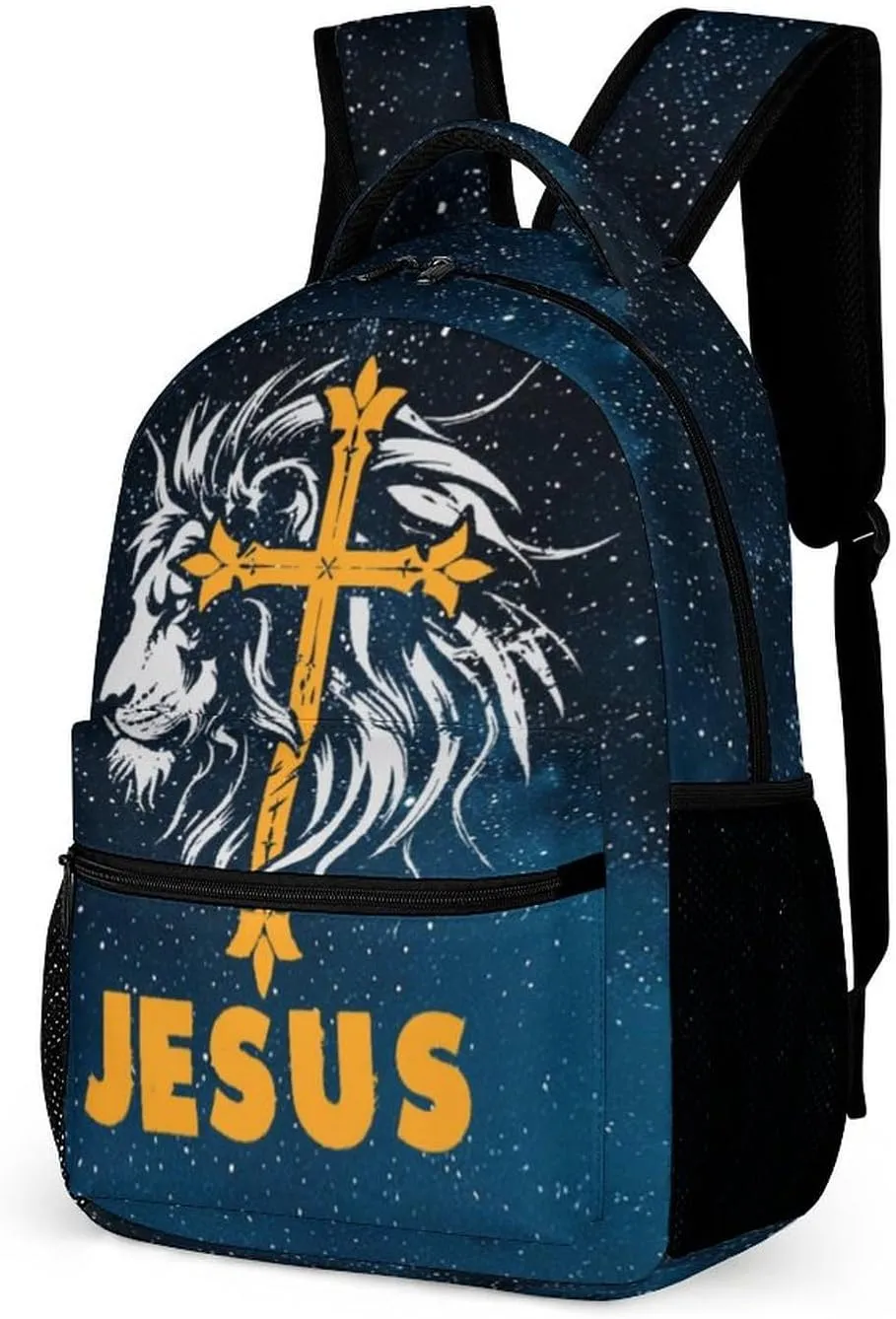 Jesus Catholic Backpack for Kids Girls Boys School, 16 Inches Divine Mercy Theme Bookbag, Adjustable, Lightweight, Large Capacity, Colorful Religious Christian Backpack