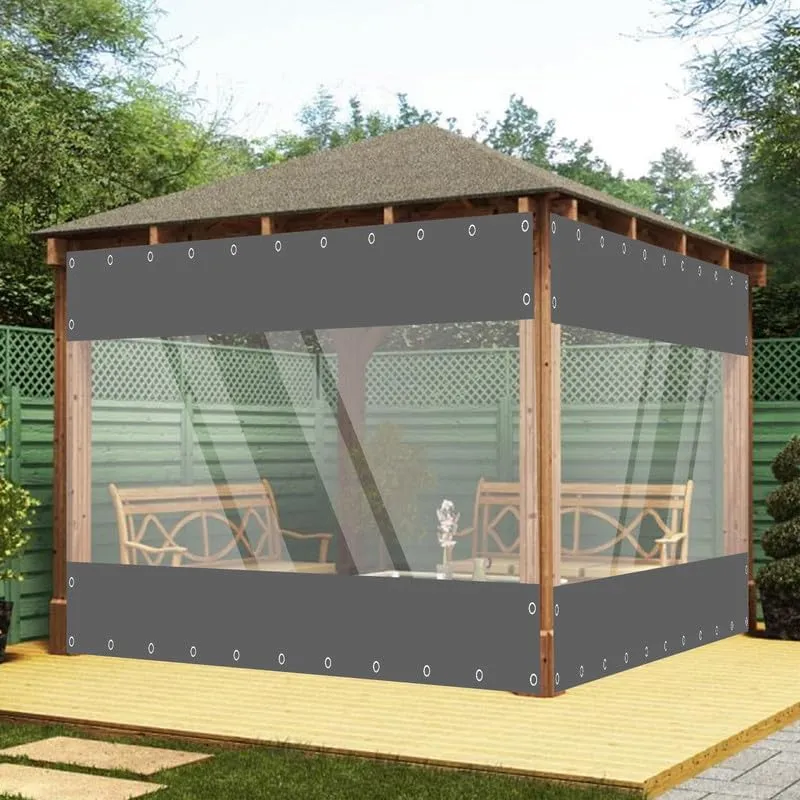 JIAN YA NA Clear Vinyl Curtains for Patio Enclosure, Heavy Duty Waterproof Anti-UV and Tear-Resistant Tarpaulin with Grommets, Weatherproof Panels for Porch, Pergola, Gazebo, Balcony, Outdoor