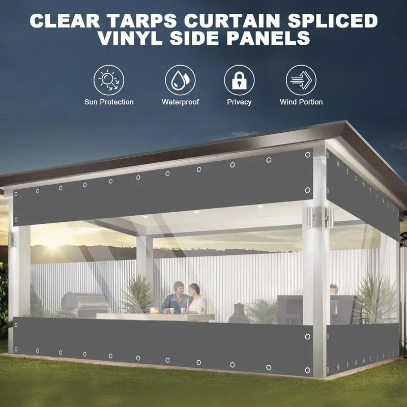 JIAN YA NA Clear Vinyl Curtains for Patio Enclosure, Heavy Duty Waterproof Anti-UV and Tear-Resistant Tarpaulin with Grommets, Weatherproof Panels for Porch, Pergola, Gazebo, Balcony, Outdoor