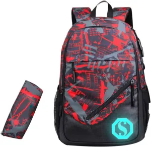 JiaYou Teenage Boy Girl Unisex 20L Multifunctional School Bag Backpack Set with Florescent Mark