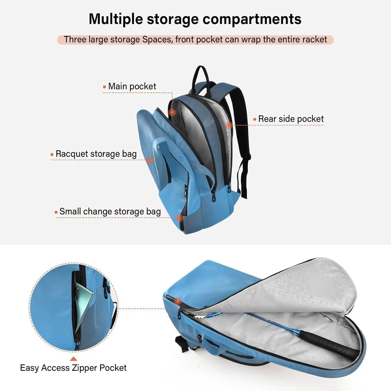 Joko Ivery Gradient Tennis Bag Backpack Tennis Bags Pickleball Bag Fits Badminton Paddles Backpack Tennis Racket Bag