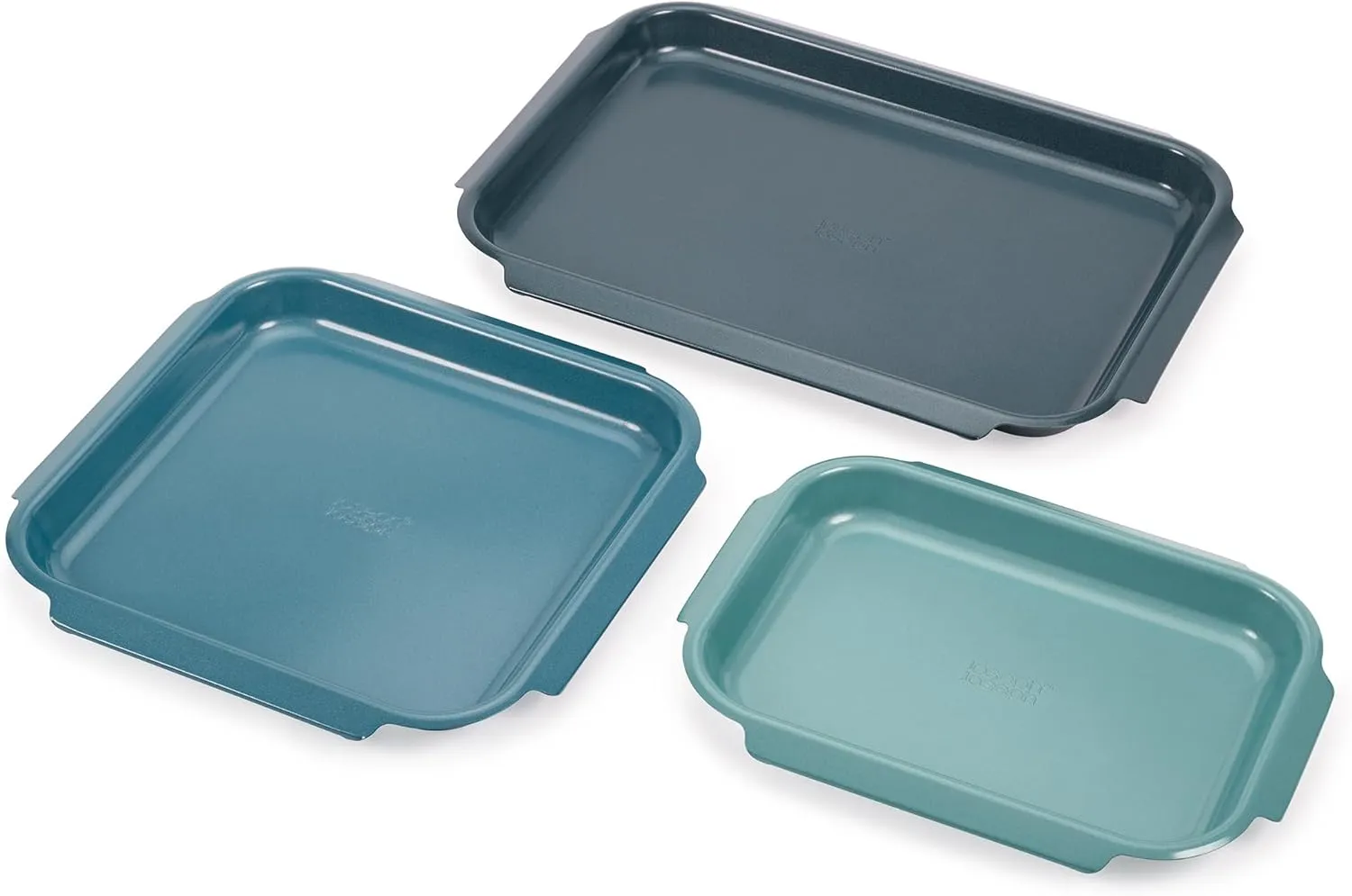 Joseph Joseph Nest™ Bake 3-Piece Non-Stick Baking Sheet Pan Set, Carbon Steel, Easy-Pull Handles, Stackable, Space-Saving Design, 10-Year Guarantee