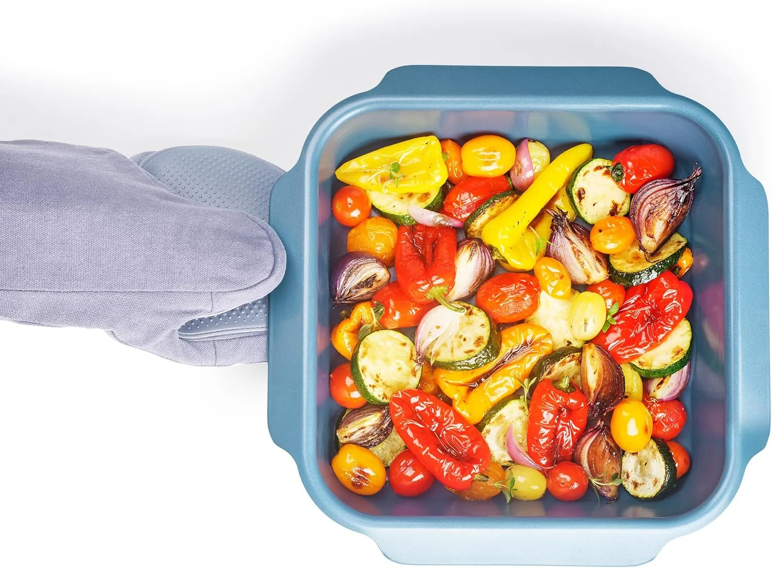 Joseph Joseph Nest Bakeware and Roasting Pan, Carbon Steel Baking Pan with Non-Stick Coating, Easy-Pull Handles, Organized Kitchen Storage, Medium, Blue