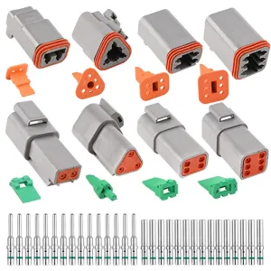 JRready ST6136 DT Connector Kit 2 3 4 6 Pin Gray Waterproof Connectors/Size 16 Barrel Style Terminals(14-20AWG)/Seal Plugs