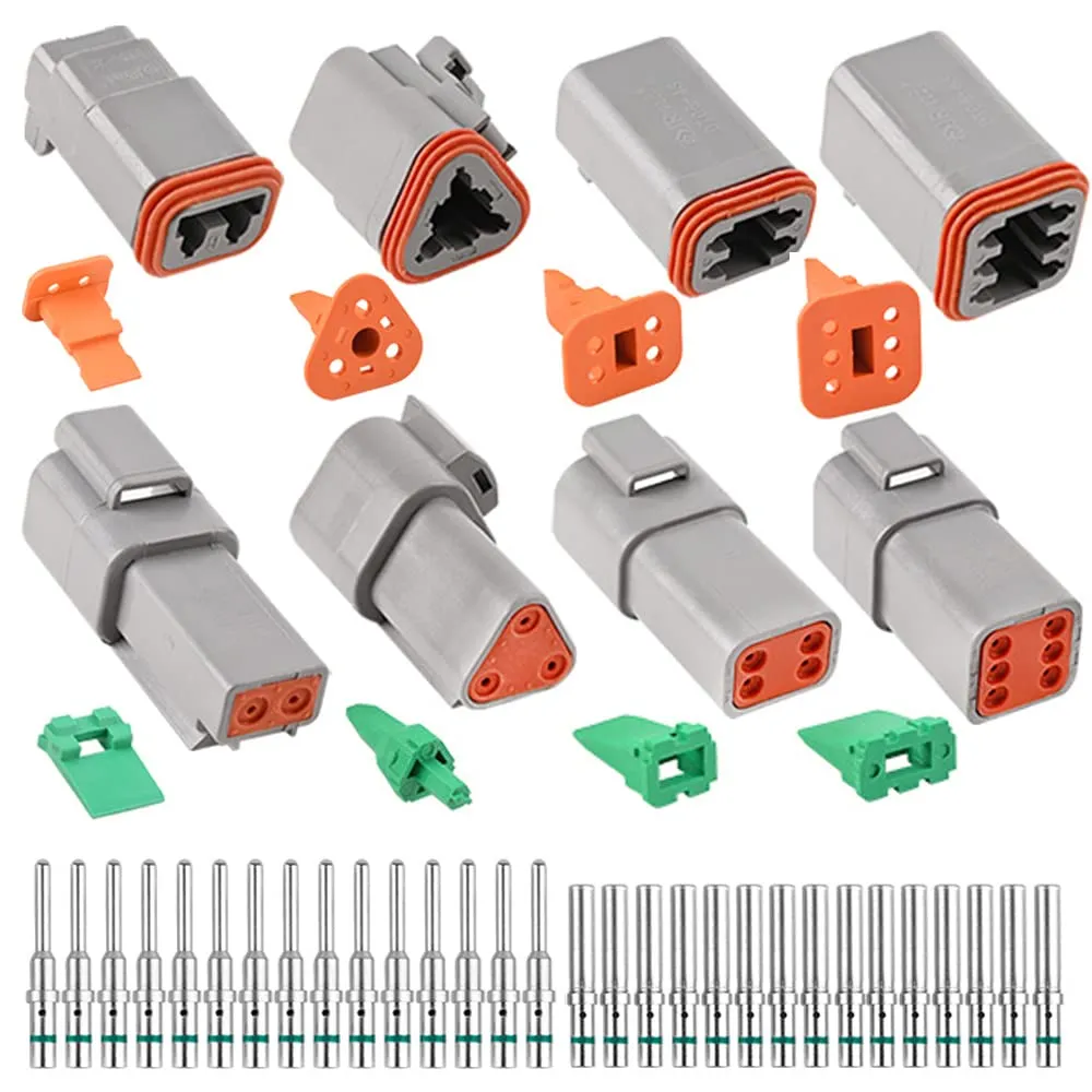 JRready ST6136 DT Connector Kit 2 3 4 6 Pin Gray Waterproof Connectors/Size 16 Barrel Style Terminals(14-20AWG)/Seal Plugs