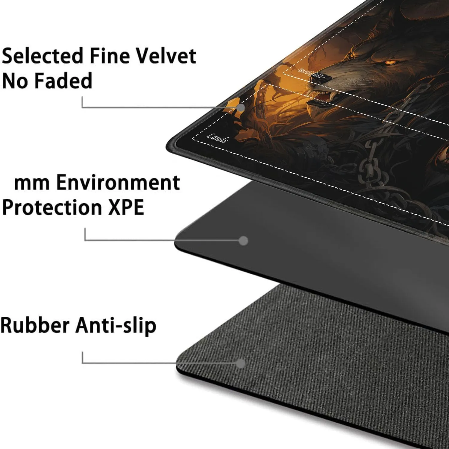 JVGFYNKL for TCG Playmat, Playmat with Zones, 24x14 in Non-Slip Rubber for MTG Playmat with Drawstring Travel Pouch and 6 Dice, Ferocious Wolf for MTG Mat, Card Game Playmats